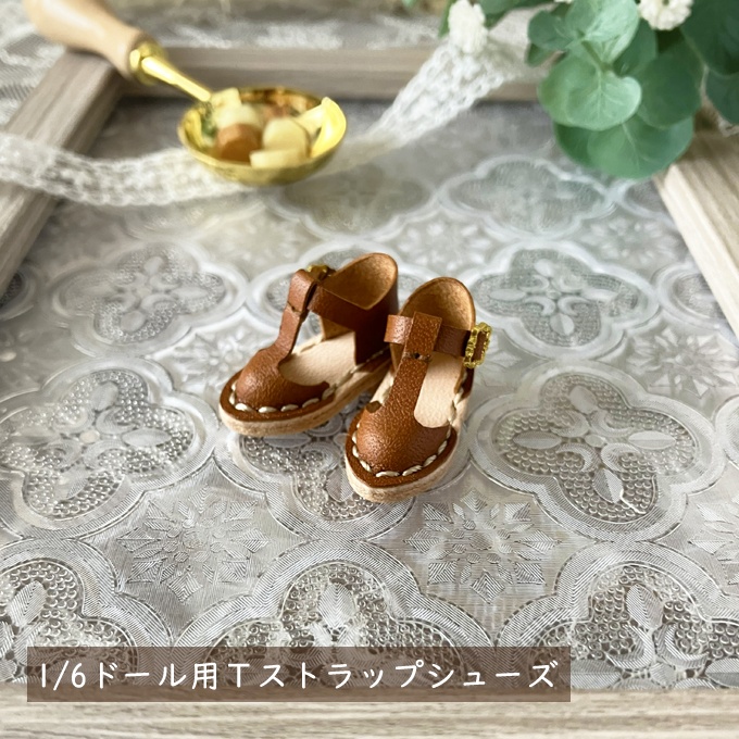 1/6ドール用Tストラップシューズ