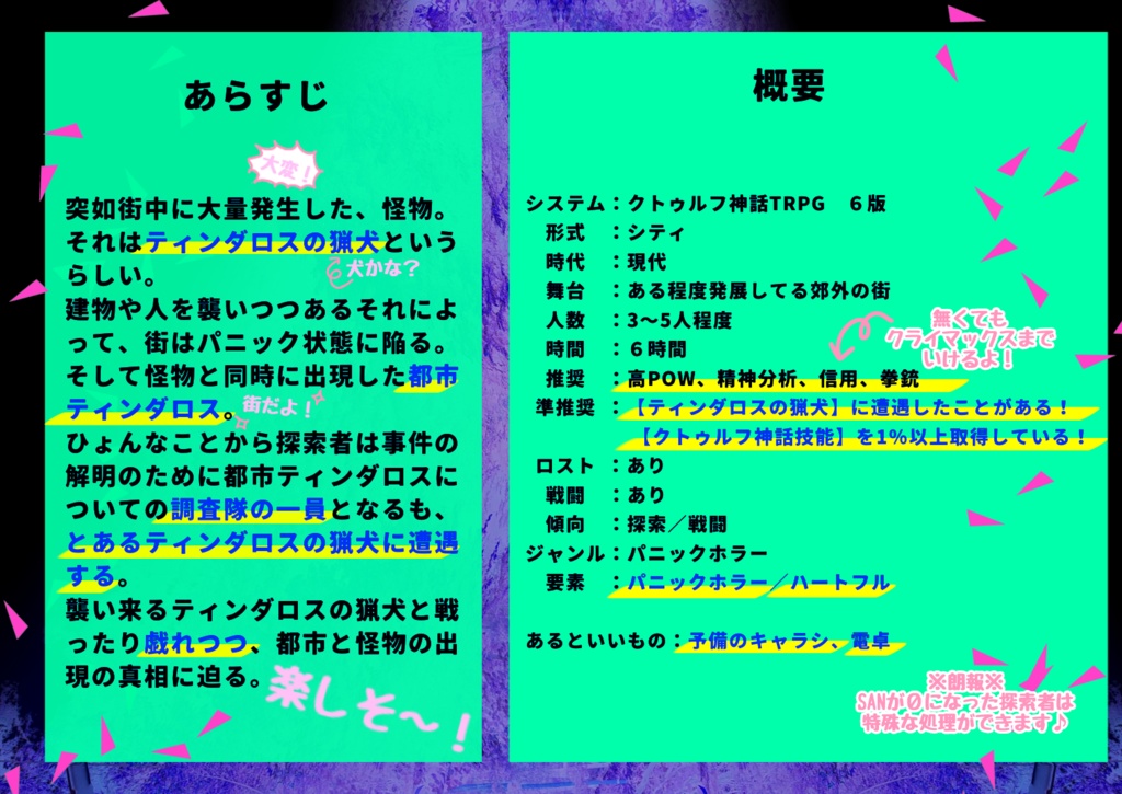 【本文無料】CoC 6th:ティンダロスパニックパーティー!SPLL:E196395