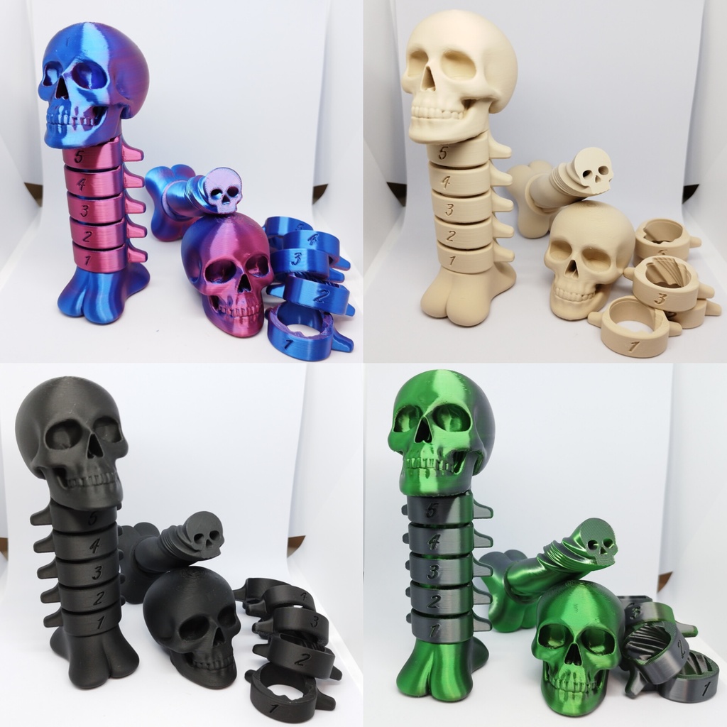 くるくるドクロ　スクリューフィジェットトイ 3Dプリンター雑貨　おもちゃ　パズル