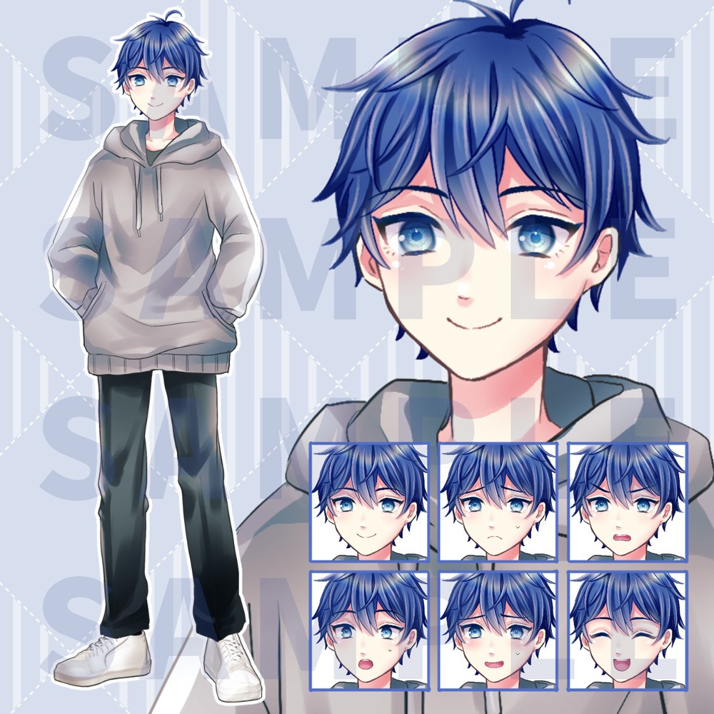 【無料版あり】パーカーを着た男の子【表情6種】