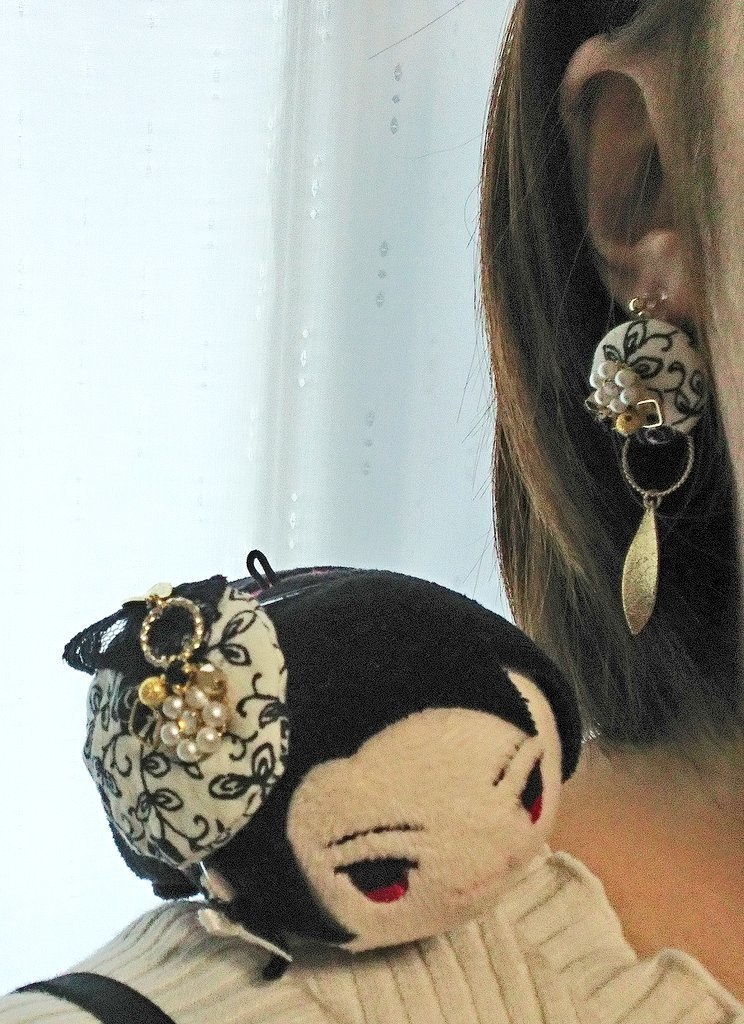 加州清光イメージ耳飾り&マスコット用帽子or髪飾りセット