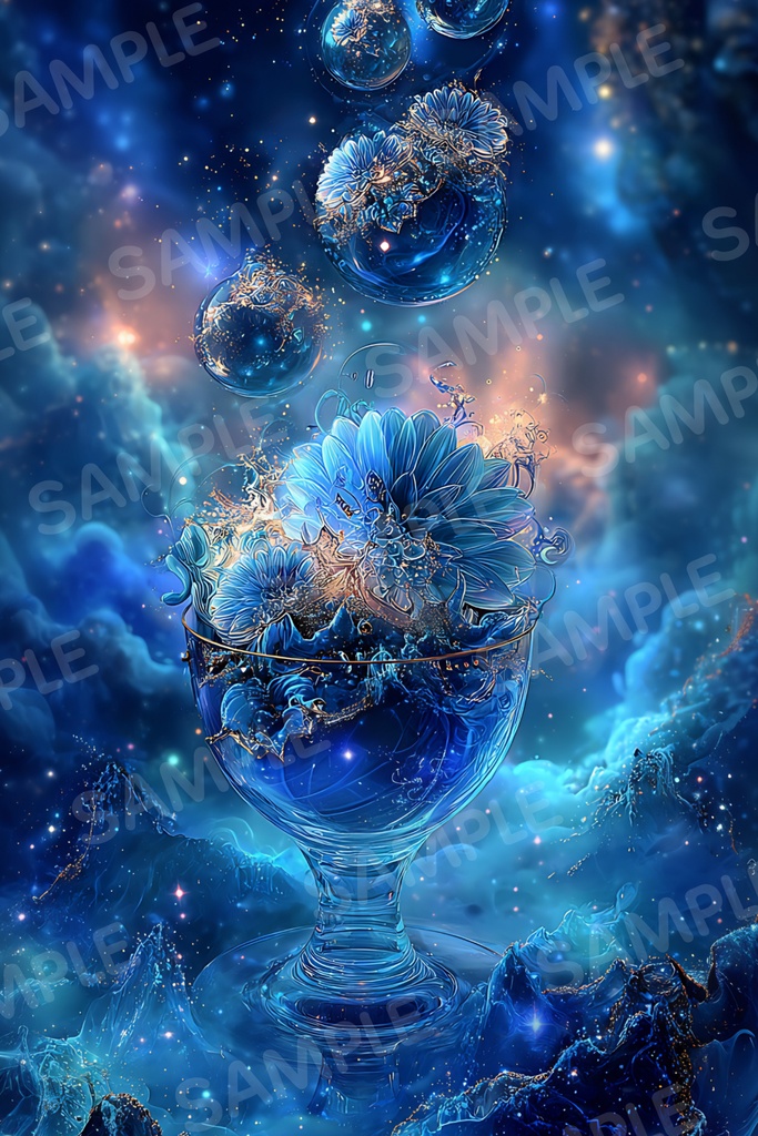 【幻想世界】蒼花①|高解像度幻想アート5種セット