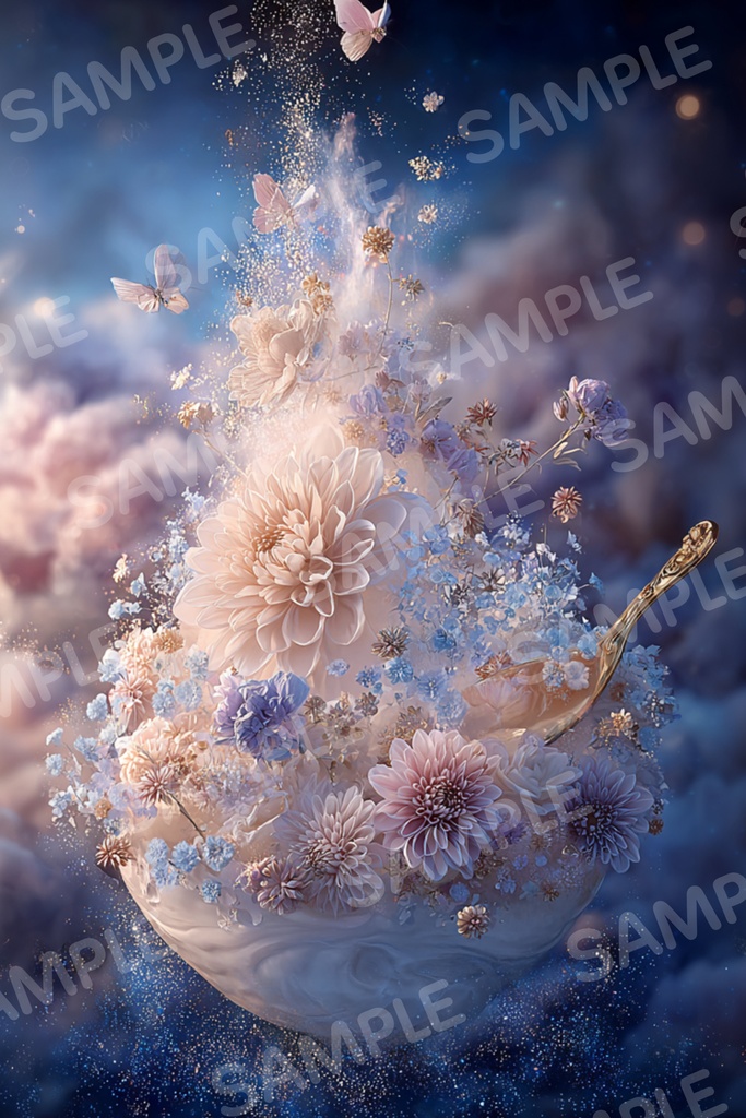 【幻想世界】蒼花①|高解像度幻想アート5種セット