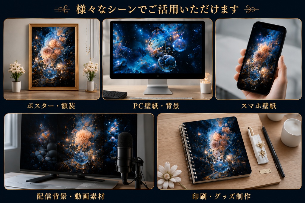 【幻想世界】蒼花①|高解像度幻想アート5種セット