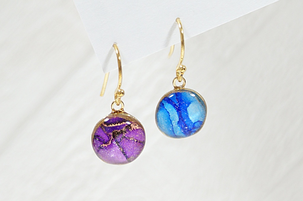 【Sサイズ】アルコールインクアート耳飾り(単色タイプ)