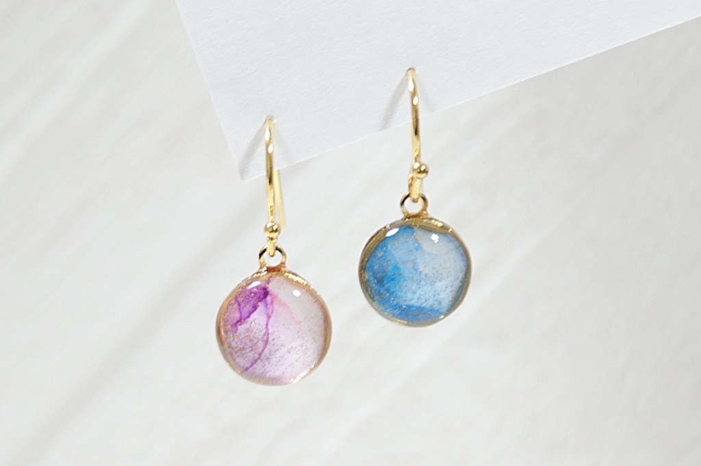 【Sサイズ】アルコールインクアート耳飾り(単色タイプ)