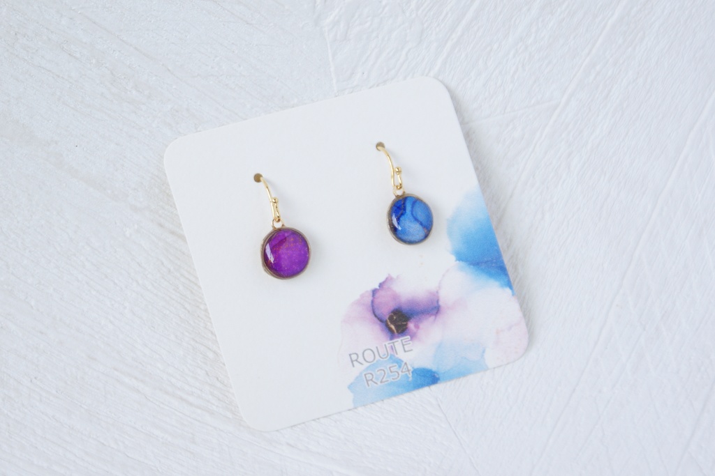 【Sサイズ】アルコールインクアート耳飾り(単色タイプ)