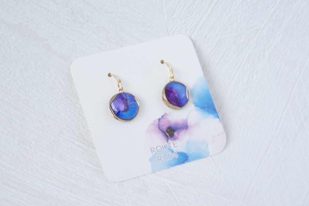 【Mサイズ】アルコールインクアート耳飾り(混色タイプ)