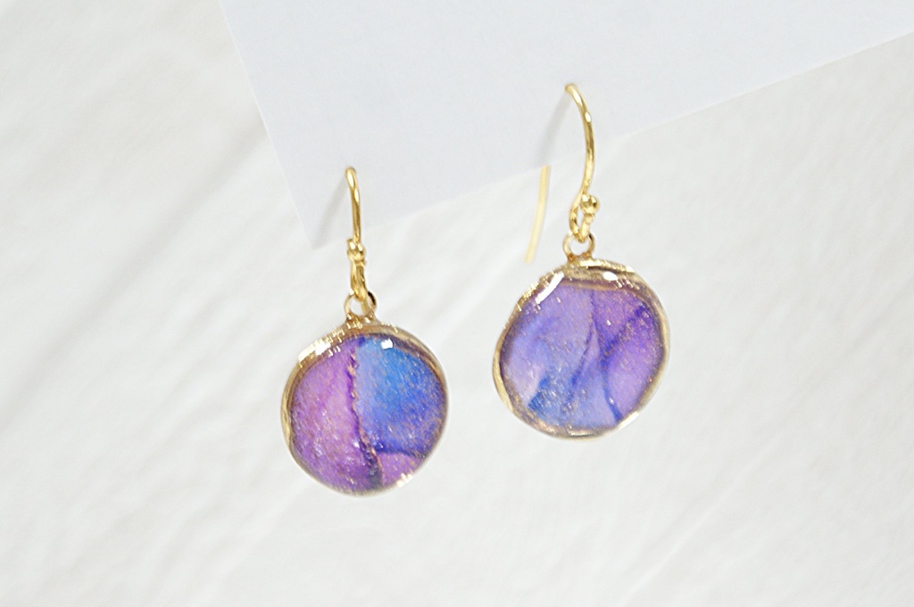 【Mサイズ】アルコールインクアート耳飾り(混色タイプ)