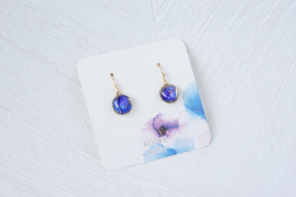 【Sサイズ】アルコールインクアート耳飾り(混色タイプ)