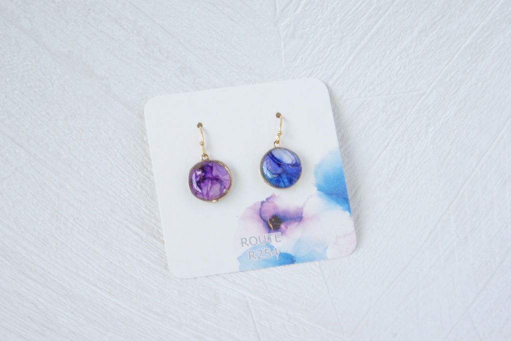 【Mサイズ】アルコールインクアート耳飾り(単色タイプ)