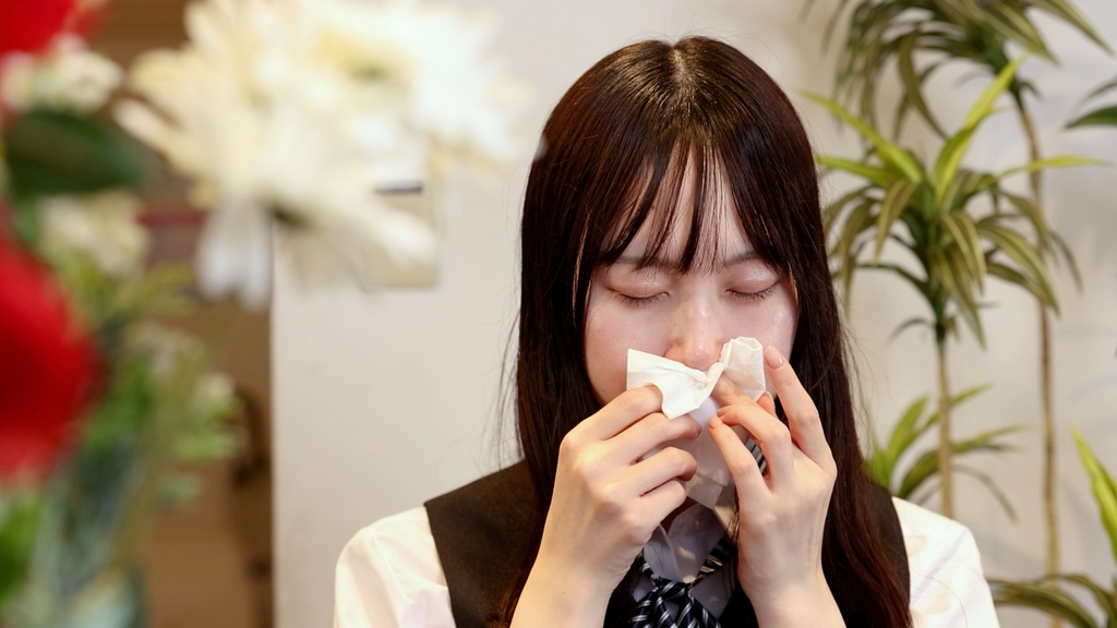 花粉症でくしゃみが止まらないさくらさん Sakura has hay fever and can't stop sneezing