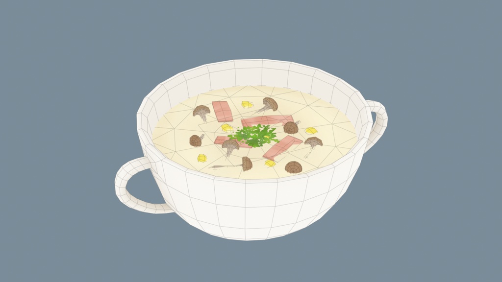 きのこのクリームスープ3D