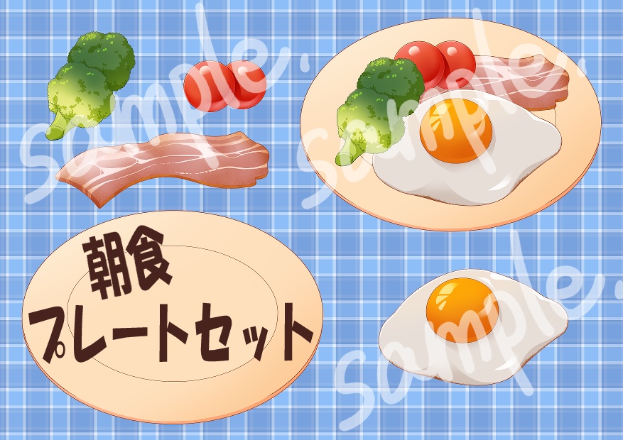 【素材集】朝食目玉焼きプレートセット【広告素材・TRPG等動画制作などに】