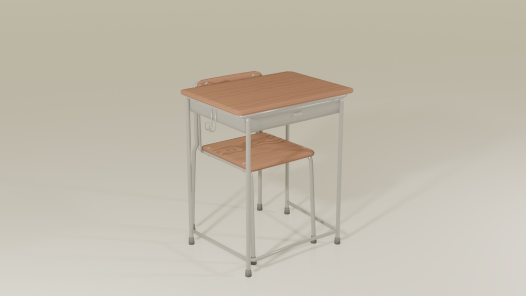 【無料&支援版】学校机、いす【Blender2.9】