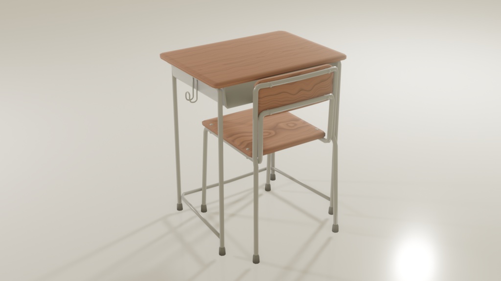 【無料&支援版】学校机、いす【Blender2.9】