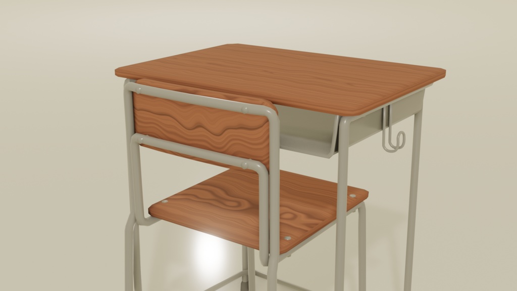 【無料&支援版】学校机、いす【Blender2.9】