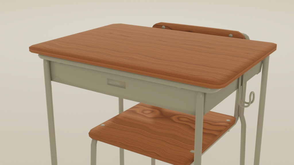 【無料&支援版】学校机、いす【Blender2.9】