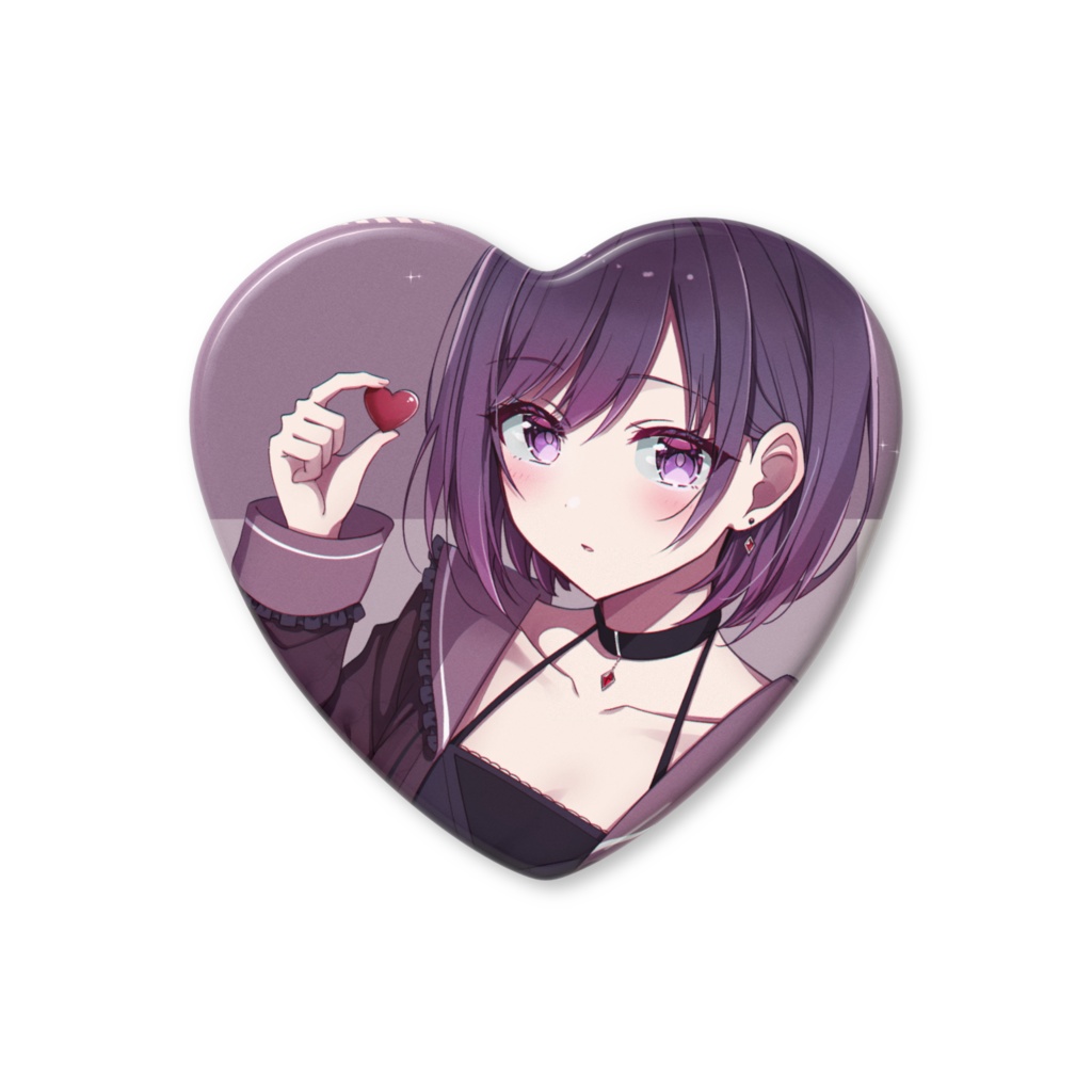 バレンタインスタイルハート缶バッジ【ゴスロリ少女/micro代理】