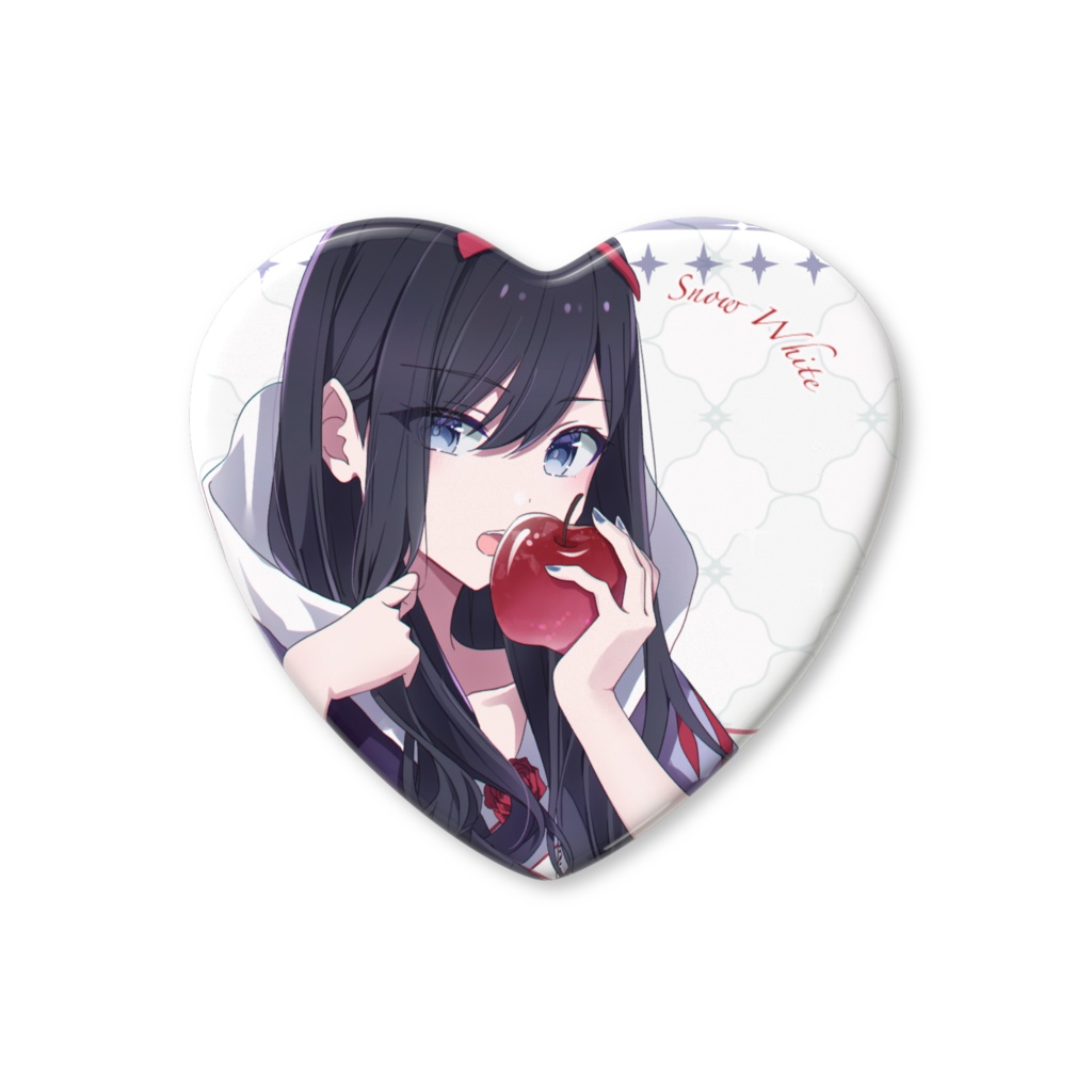童話スタイルハート缶バッジ【黒髪セーラー少女】