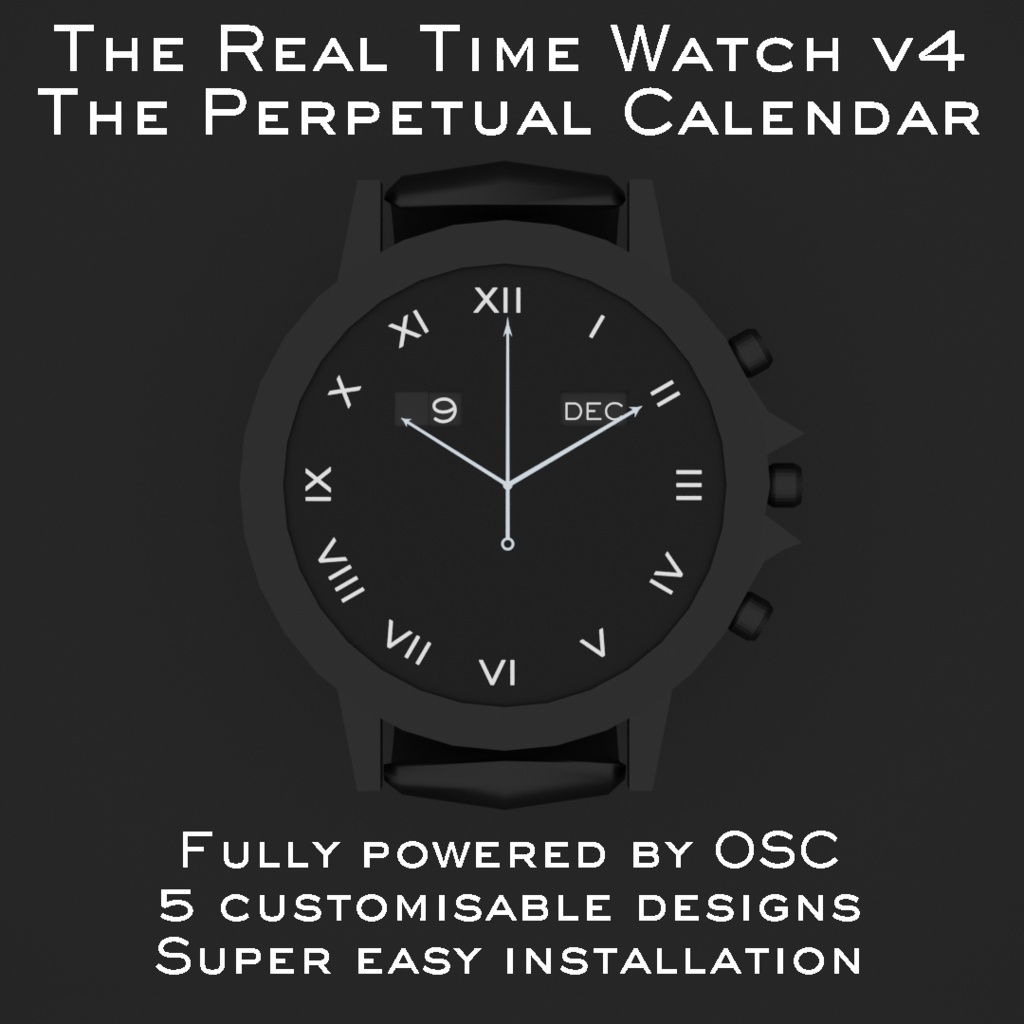 Real Time Watch v4 - The Perpetual Calendar Watch for VRChat 3.0. avatars