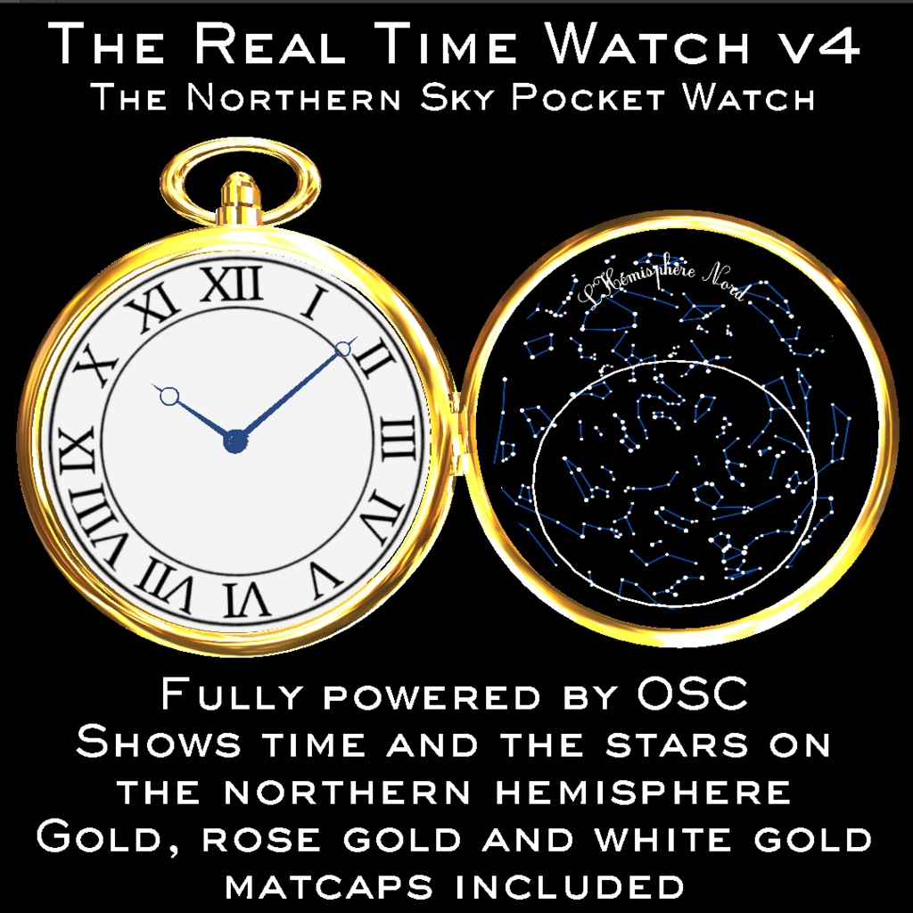 腕時計 Realtime Watch v4 The Northern Sky Pocket Watch for VRChat 3.0. avatars