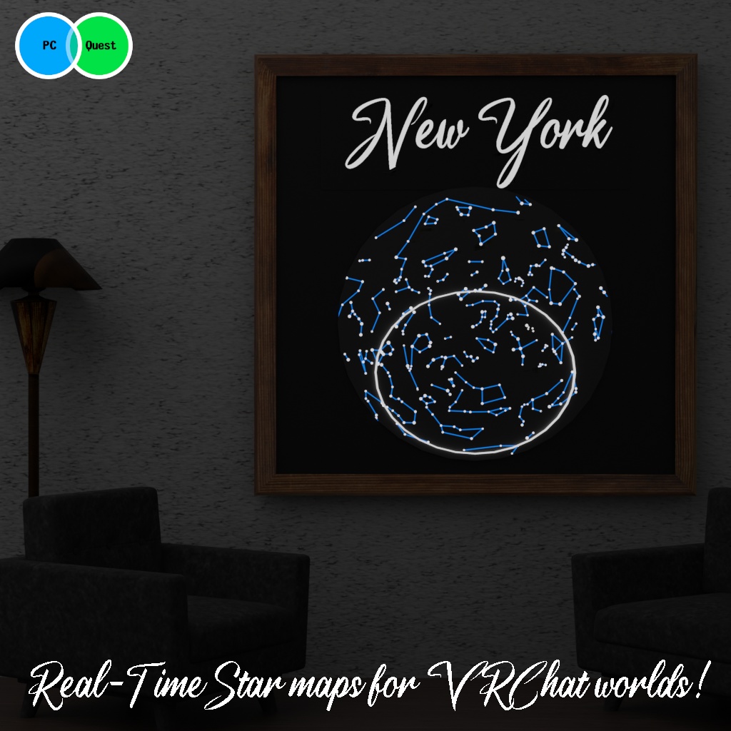 The Northern Hemisphere Stars Display for VRChat 3.0 Worlds (15 Different timezones display !)