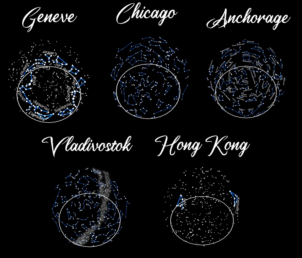 The Northern Hemisphere Stars Display for VRChat 3.0 Worlds (15 Different timezones display !)
