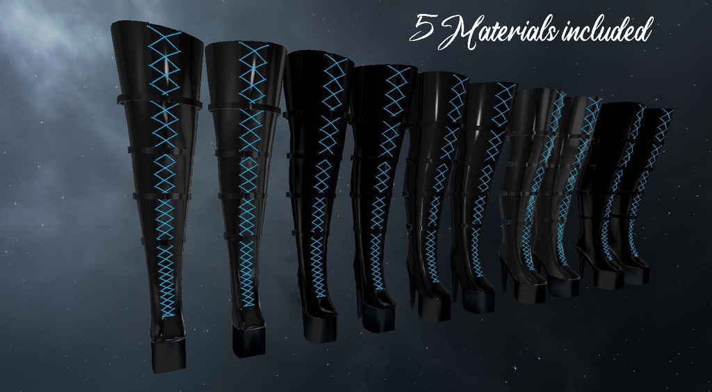 Leather/Latex High Boots with Laces (5 Preset Materials included) COMMERCIAL LICENSE