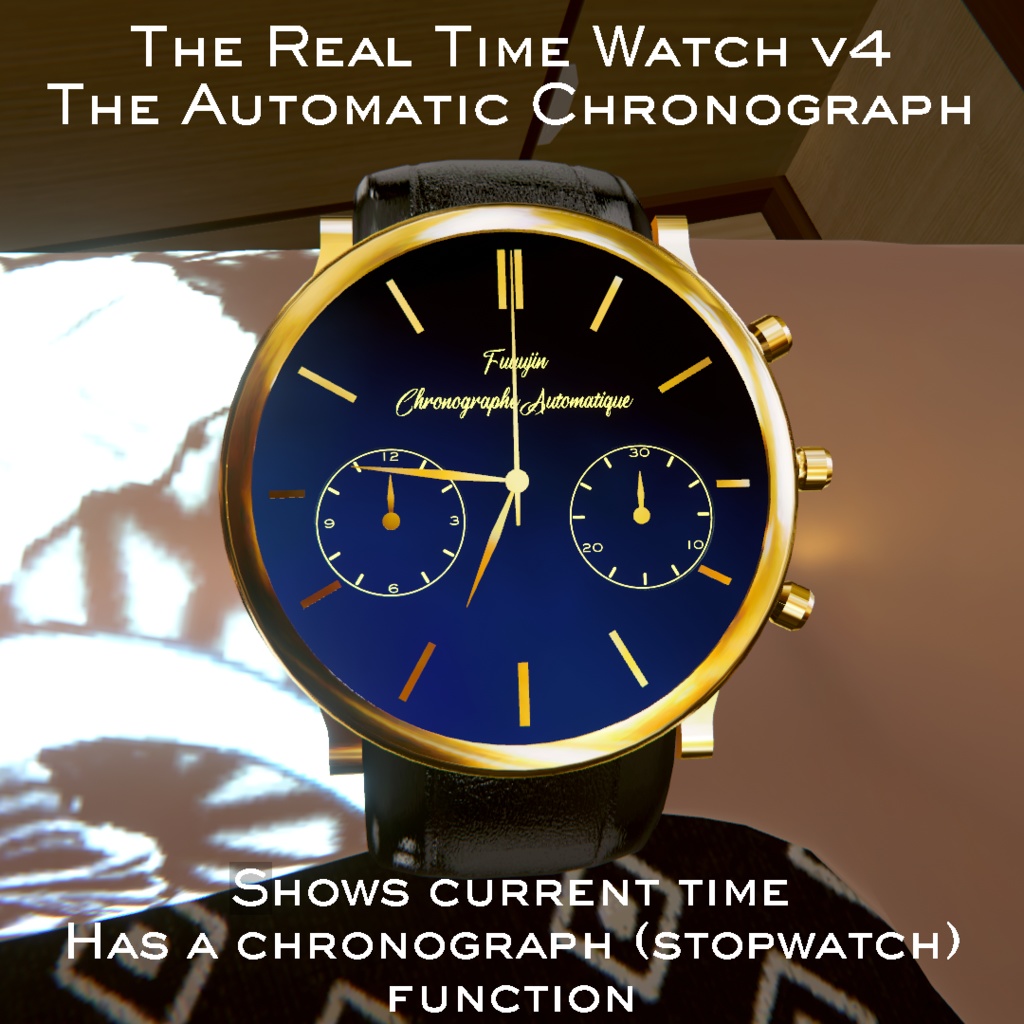 [腕時計] The Chronograph Realtime Watch v4 system for VRChat 3.0. avatars VRChat 3.0アバター向けのクロノグラフリアルタイムウォッチ v4 システム