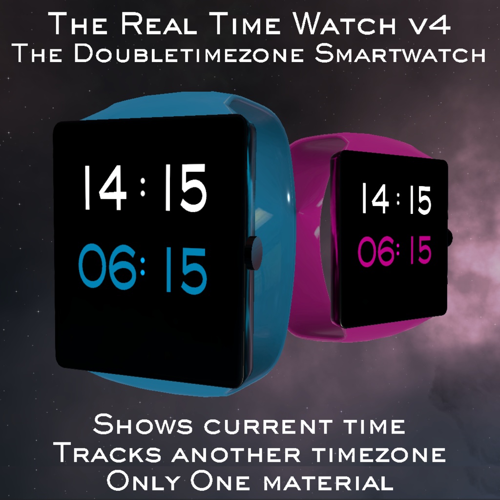 腕時計 Realtime OSC Double Timezone Smartwatch for VRChat 3.0 avatars