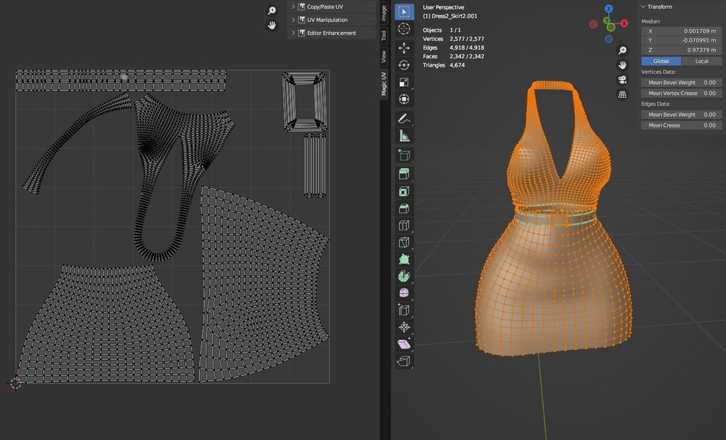 Summer Top and 2 Skirts set for VRChat Avatars - 7 Texture sets - Rigged to Pandaabase - Commercial