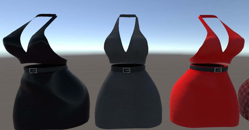 Summer Top and 2 Skirts set for VRChat Avatars - 7 Texture sets - Rigged to Pandaabase - Commercial