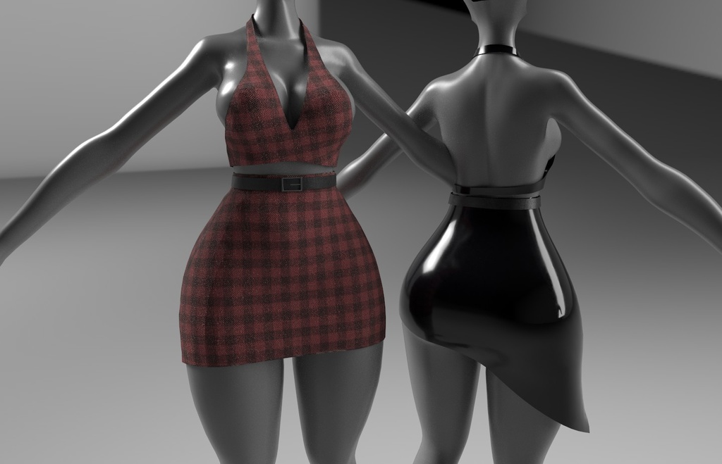 Summer Top and 2 Skirts set for VRChat Avatars - 7 Texture sets - Rigged to Pandaabase - Commercial