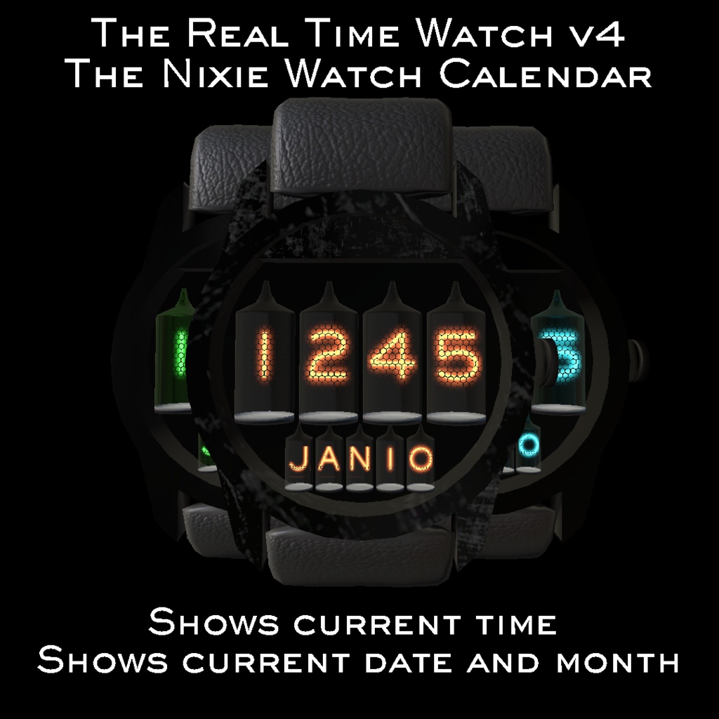 The Nixie Watch Calendar Realtime OSC Watch v4 system for VRChat 3.0. avatars