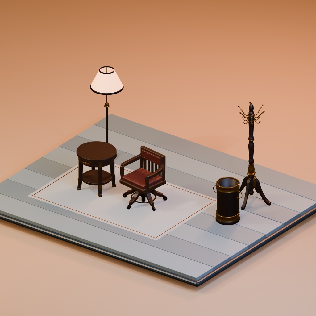 【無料版あり/3Dモデル・FBX】大正探偵宅 家具セット(全12点)