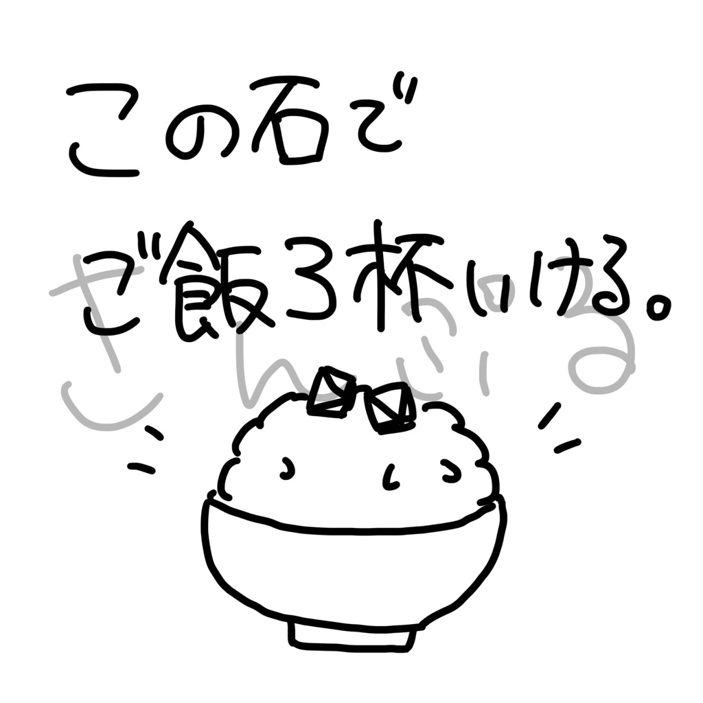 ことばTシャツ この石でご飯3杯いける