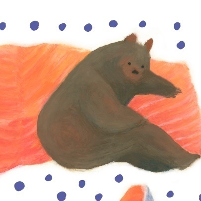 ★シャケクマ 蚊帳織りふきん