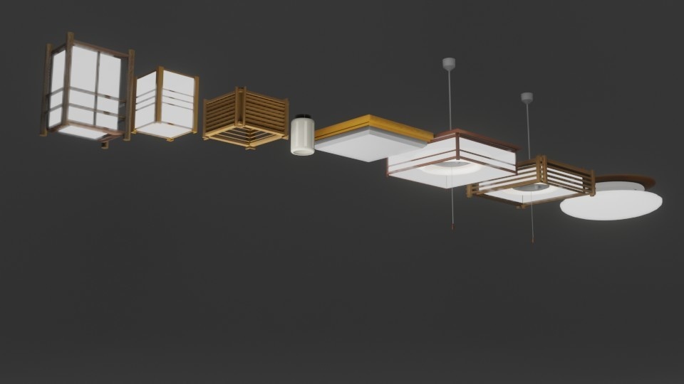 和室向け電気の傘_8点セット