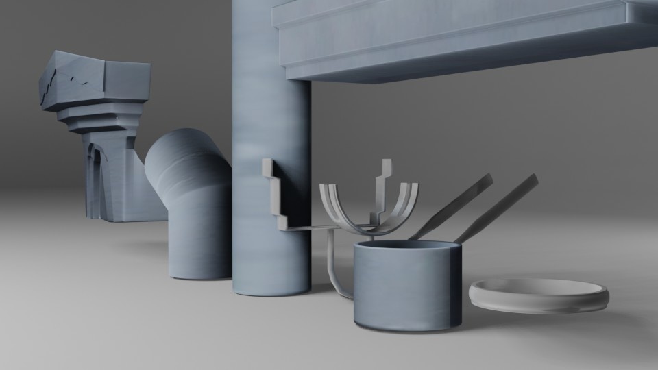 雨どい作成のパーツ9点セット※組み立て済、サンプル雨樋データ同梱