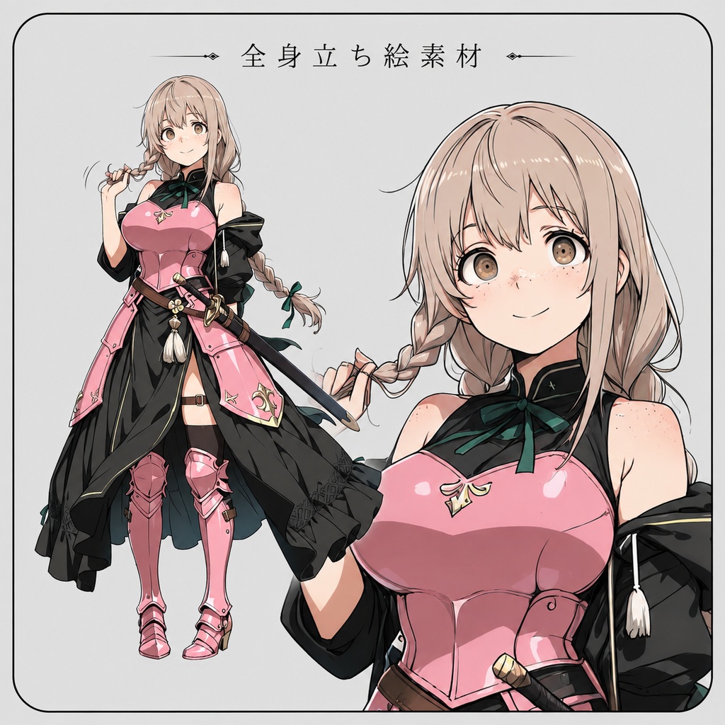 全身立ち絵素材(TRPG向け)/ファンタジー女剣士