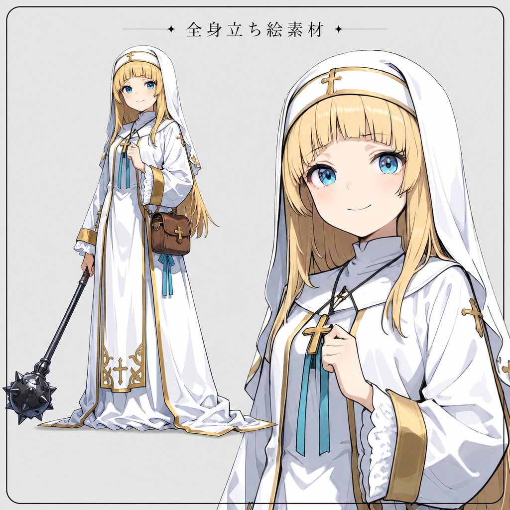 オリジナルキャラクター/全身立ち絵素材/ファンタジー/神官/女性/男性