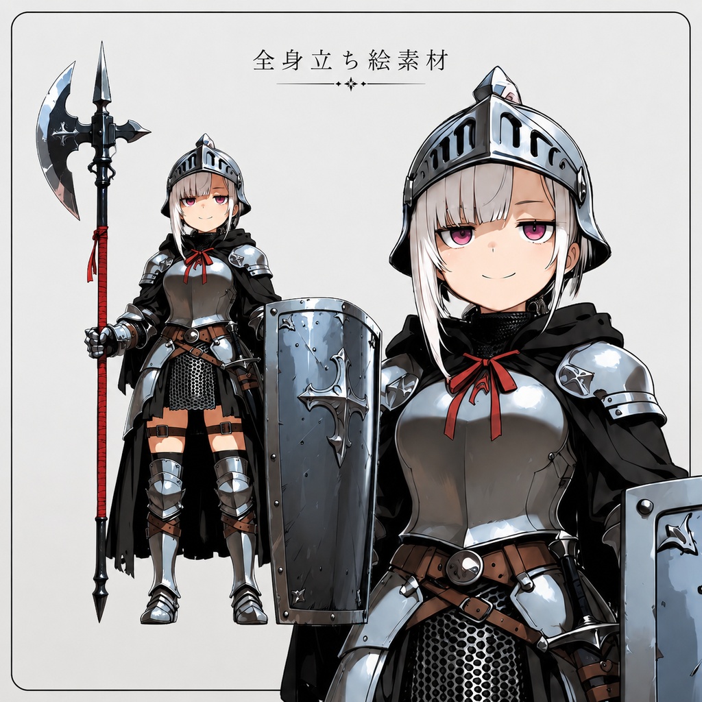 全身立ち絵素材 /重装戦士(タンク)/男女セット(TRPG向け)
