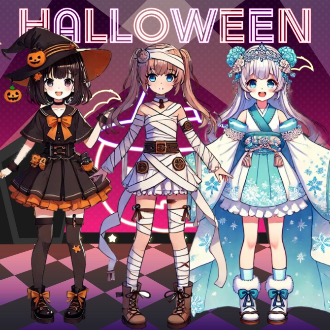 【無料素材あり】ハロウィン・仮装少女３種【立ち絵素材】