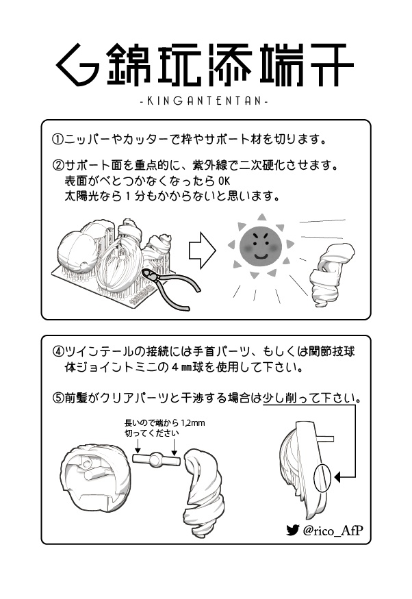 メガミデバイス Block2用 髪パーツ type:メカクレツインドリル【左右反転】