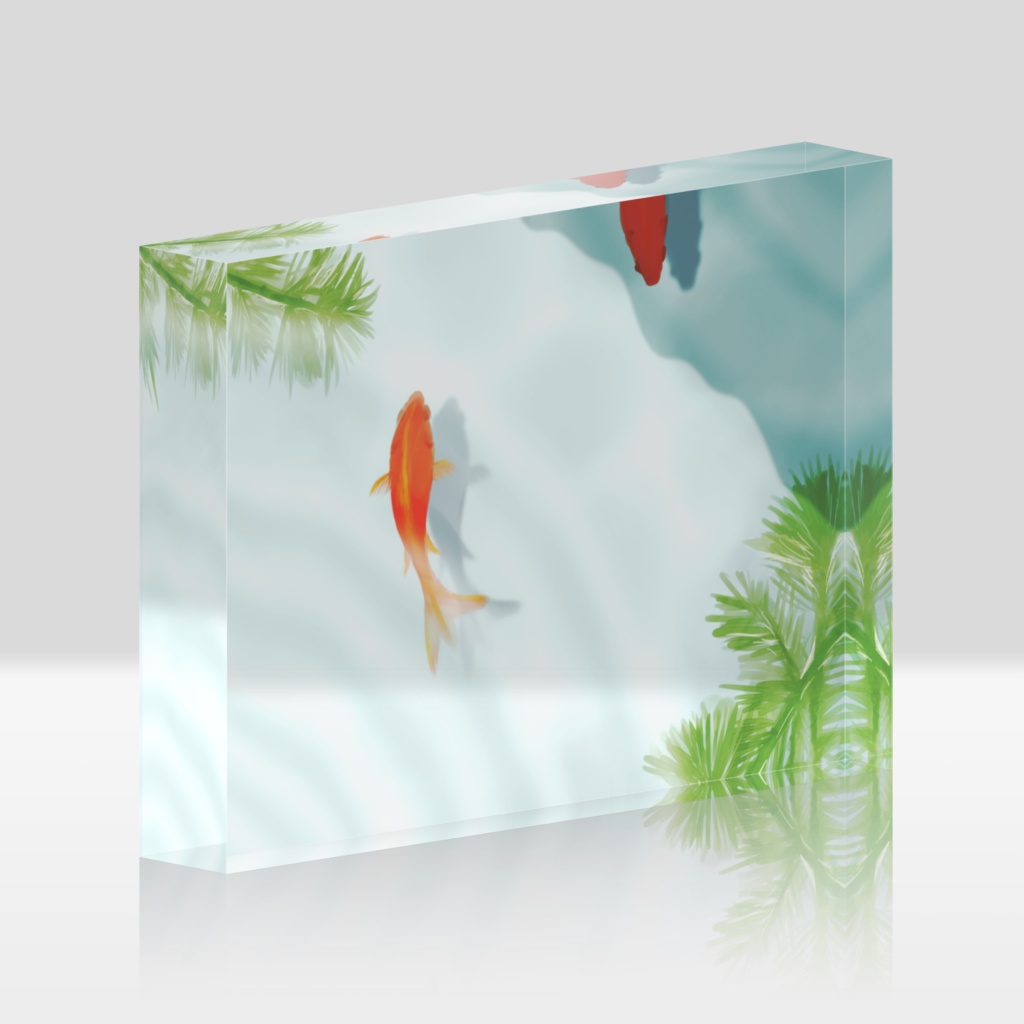 金魚と水草のアクリルブロック Enorio Booth
