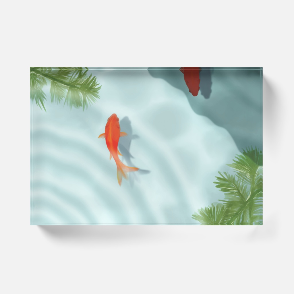 金魚と水草のアクリルブロック