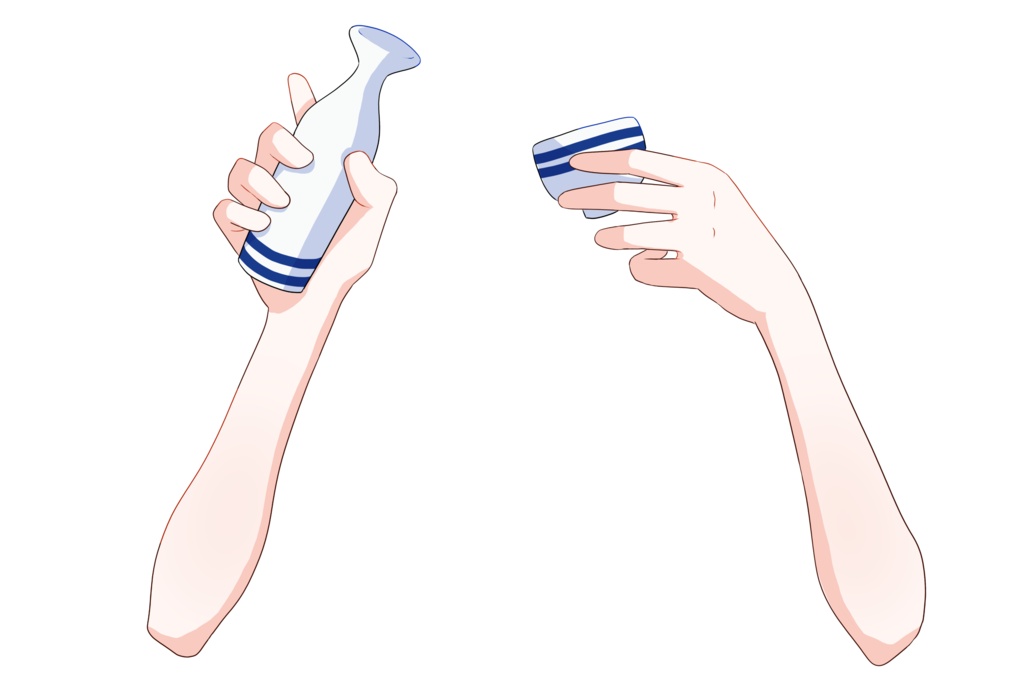 【Vtuber素材】高画質、商用利用権 徳利とお猪口を持つ手