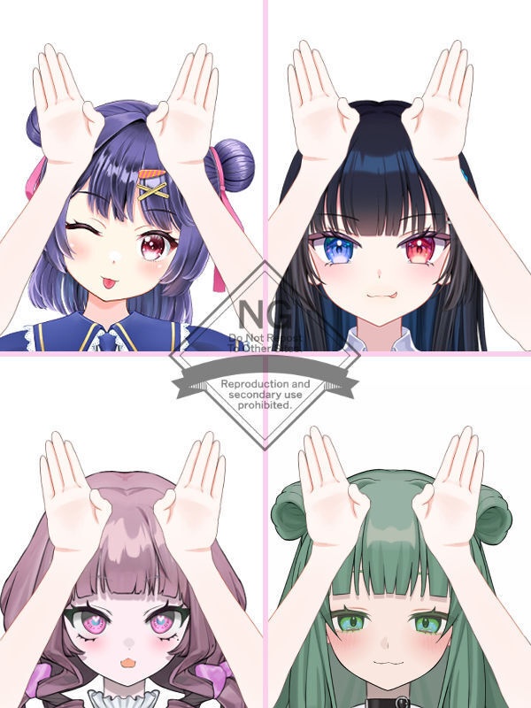 【Vtuber素材】高画質、商用利用権うさ耳ポーズ59