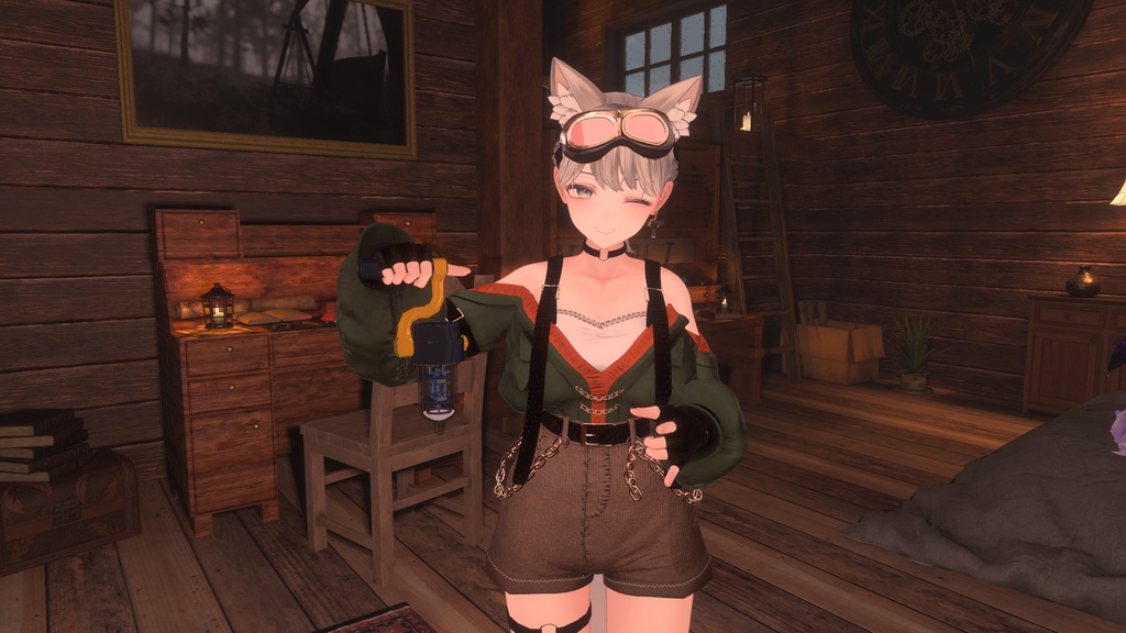 【VRChat想定アクセサリー】【翠羽位置調整済み】真空管/VFD管ピアス -Amp Tube / VFD Tube Pierce-【ランタンギミック付き】
